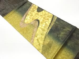 引箔抽象曲線模様織出し袋帯